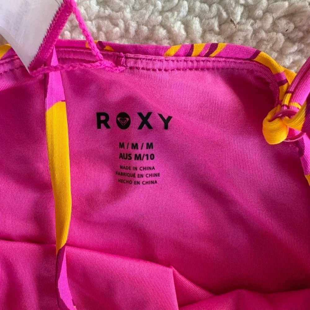 NWT Roxy‎ Island Time Lace Up Side One Piece Cheeky Swimsuit Pink Orange Floral